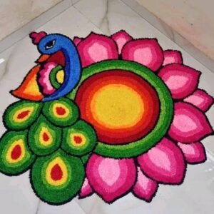 Woolen Peacock Mat Rangoli