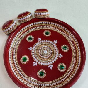Pooja Decorative Thali with Three Bowl.